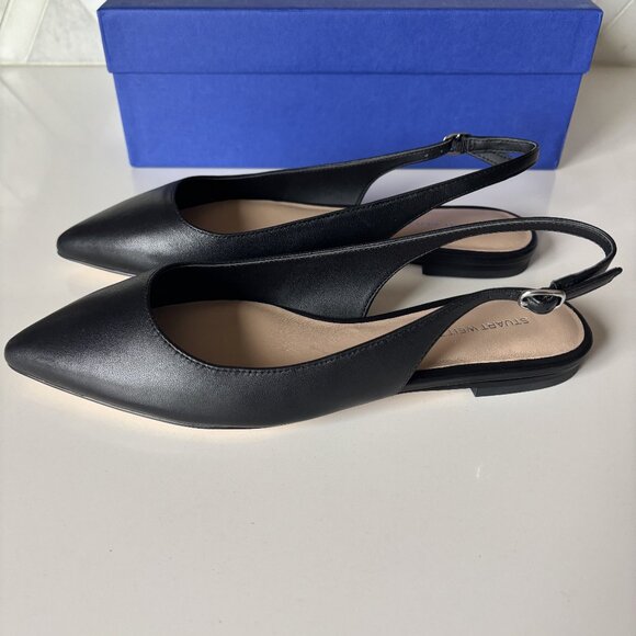 Stuart Weitzman Black Slingback Pointed Toe Flats New with Box - Picture 3 of 8